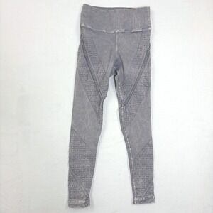 Avocado Womens High Waisted Mineral Wash Seamless Leggings Grey M/L Made in USA